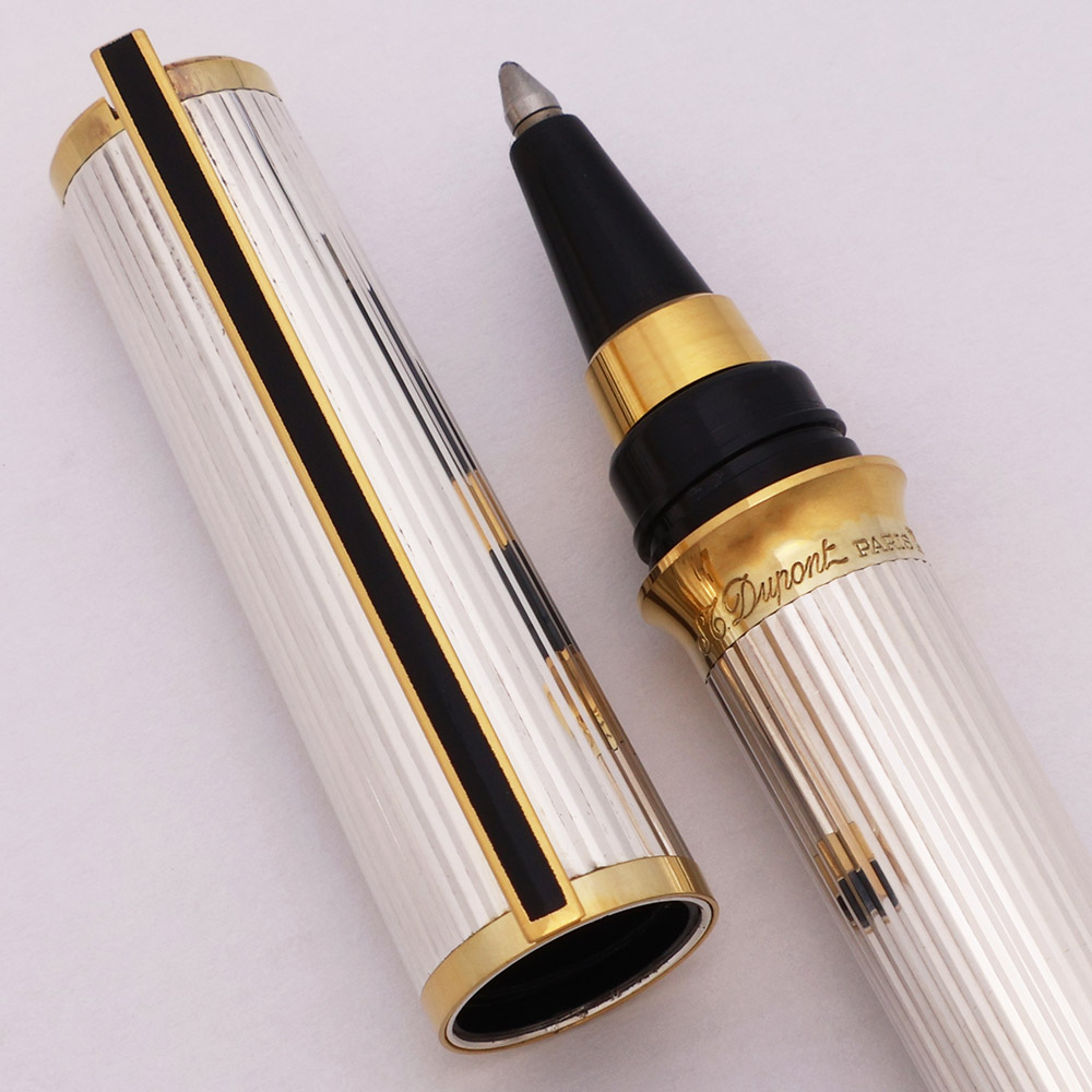 S T Dupont Montparnasse Rollerball Pen - Mid-Size, Silver Lined